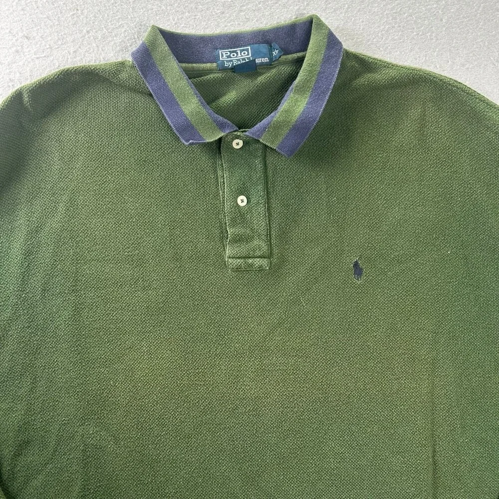 Vintage Polo Ralph Lauren Rugby Shirt Mens 2XL Striped Collar Long Sleeve Pony